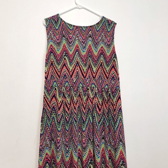 NY COLLECTION Plus Size Multicolor Sleeveless Maxi Dress Rainbow Chevron Stripe - Picture 12 of 15